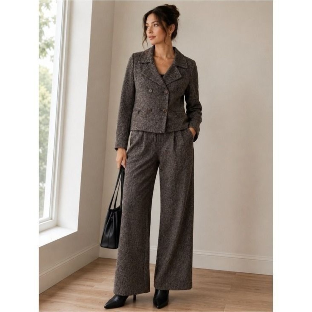 Banana Republic Brown Tweed Double Breasted Blazer Jacket Size 8